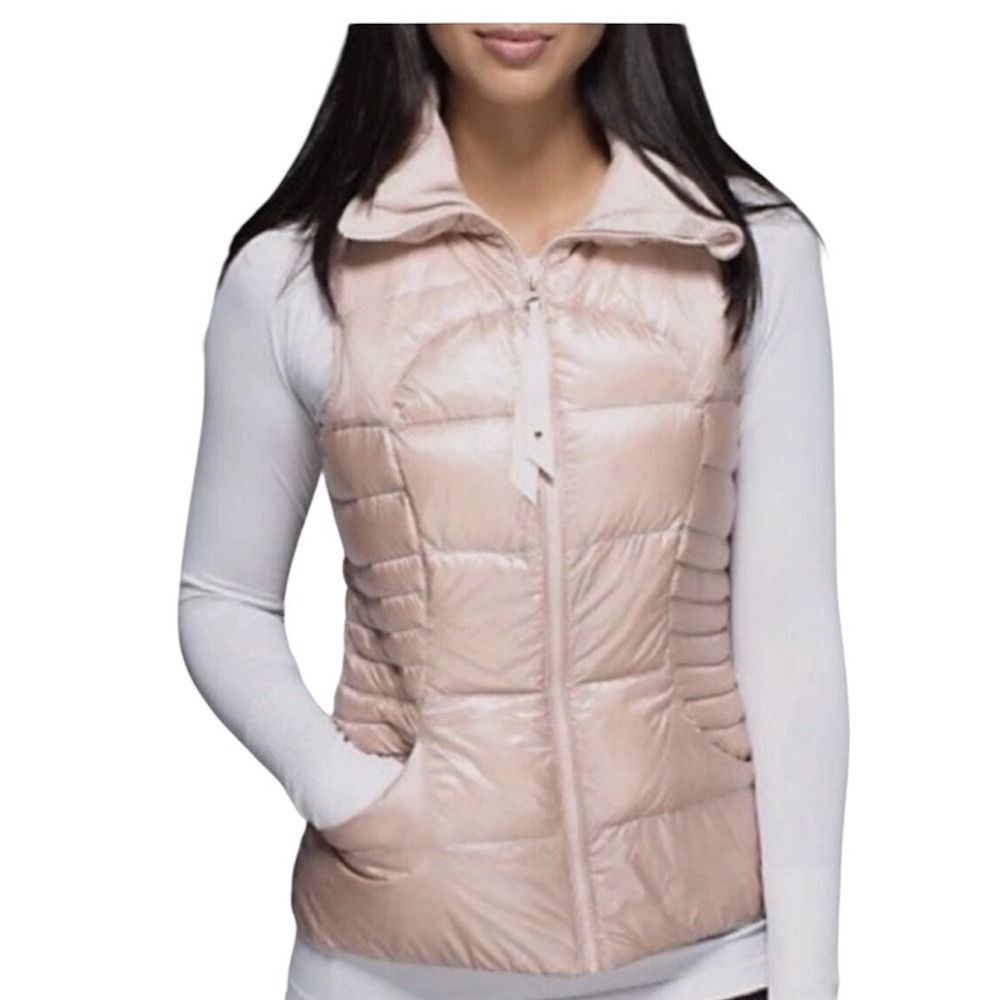 Lululemon Fluffin Awesome Vest Puffer Rose Gold Packable Goose Down Womens 8